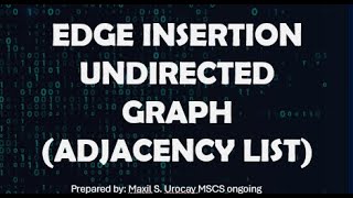 EDGE INSERTION OPERATION GRAPH BY USING ADJACENCY LIST [upl. by Cranston]