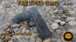 T4E Tactical Pistol TP50 Gen2 Schusstest auf 15 amp 30m  V0 Test mit 13 Joule 🔥 [upl. by Nnazil]