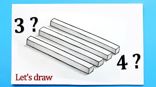 How to draw a simple 3D optical illusion trick art How many are there 3 or 4 [upl. by Martelli926]