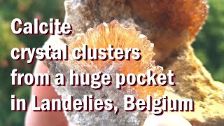 Calciet kristal clusters uit een giga pocket in Landelies België [upl. by Grane]