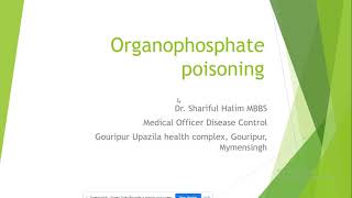 Organophosphorus poisoning Bangla [upl. by Hermia]