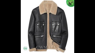 CWMALLS Mens Sheepskin Shearling Bomber Jacket CW823668 [upl. by Lonni926]