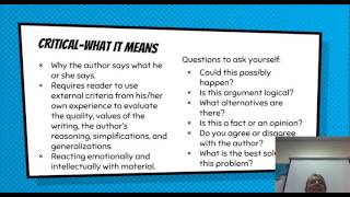 Literal Inferential and Critical ReadingThree Ways of Thinking [upl. by Schulze762]