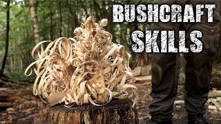 Bushcraft Skills  Axe amp Knife Skills Camp Setup Fire Overnight Camping [upl. by Ribak]