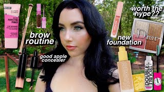 new kosas foundation how Ive been doing my brows sold out dior highlighter  makeup try on [upl. by Alacim]