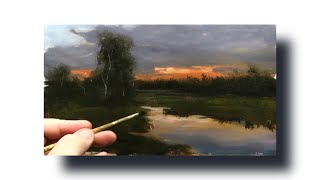 Painting a landscape in oil Beginners painting lesson Narrated Step by Step [upl. by Mountfort]