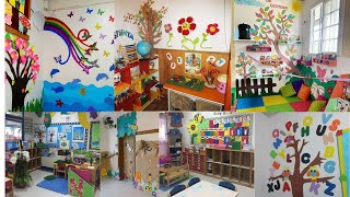 Easy Nursery Classroom decoration ideasKg class decoration designNursery Classroom wall painting [upl. by Suicul]