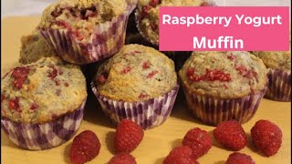 Raspberry Yogurt Muffin Easy Recipe [upl. by Nanice]