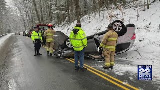 Car rolls over on Haydenville Road in Whately [upl. by Asseralc300]