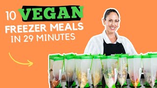 10 Vegan Freezer Meals in 29 Minutes [upl. by Aissatsana]