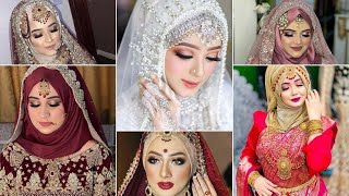 Hijaabi Brides  Pakistani Hijabi Brides Dress Designs  Bridal Hijab Tutorial  Hijab Bridal Makeup [upl. by Kary735]