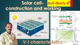 Solar Cell construction and working in Telugu  Photovoltaic cell  VI Characteristics of solar [upl. by Eseilana]