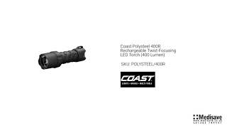 Coast Polysteel 400R Rechargeable Twist Focusing LED Torch 400 Lumen POLYSTEEL 400R [upl. by Gatian]