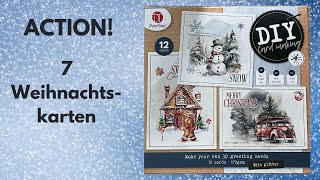 ACTION 7 Weihnachtskarten ein neuer DIY Cardmaking Block  Déco Time [upl. by Stanwin]