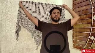 Palestinian keffiyeh  wrap  SheMagh tutorial [upl. by Innor946]