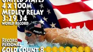 Olympic 4x100 Medley Relay USA Phelps GOLD 8 [upl. by Kris320]