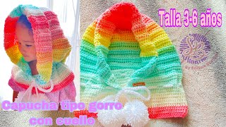 Gorro tipo capucha con cuello talla 3️⃣6️⃣ años 🧶❄️ CROCHET [upl. by Amrac]