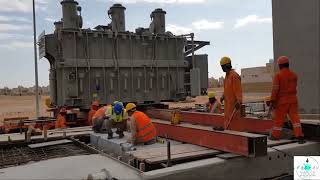 Unloading Transformer with Power Puller Manual Tool for Foundation Placement TransformerUnloading [upl. by Afrika]