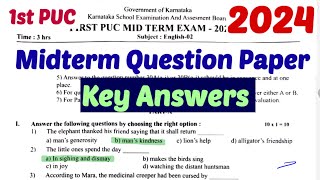 1st PUC English Midterm Exam Question Paper Key Answers 2024 Karnataka [upl. by Westland710]