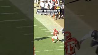 Highlight Mecole Hardman returns the Broncos missed field goal [upl. by Wait]