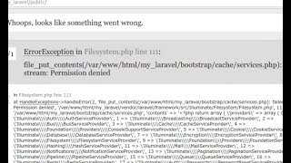 Laravel 54 error  fileputcontentscache servicesphp failed to open stream Permission denied [upl. by Elohc771]