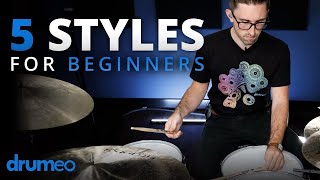 5 Styles Any Beginner Drummer Can Play Lesson [upl. by Ulphi]