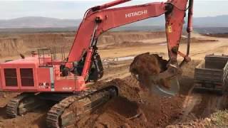 Hitachi Zaxis 670LC Excavator Loading Trucks With 3 Passes [upl. by Assilem449]