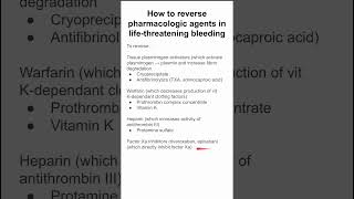 How to reverse pharmacologic agents in lifethreatening bleeding [upl. by Stryker]