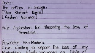 Application To The Police Station For Lost Of Motorbike  How To Write Complaint Letter [upl. by Nyl]