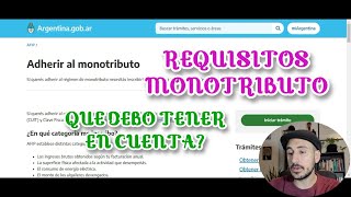 REQUISITOS para ser MONOTRIBUTISTA ¿Que debo tener en cuenta [upl. by Eizzil]