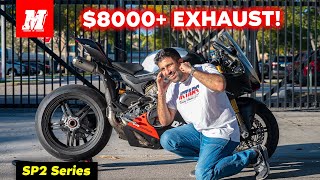 Ducati Panigale V4 SP2 Gets 8000 Akrapovic Exhaust  SP2 Series Part 4  Motomillion [upl. by Coralie906]