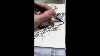 Old school inking with a Pentel brush pen [upl. by Mahsih219]