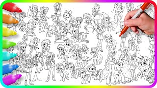 MY LITTLE PONY vs EQUESTRIA GIRLS Coloring Pages Mix How to color My Little Pony Easy Drawing [upl. by Morven]