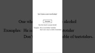 Teetotaler Meaning and Examples letsvocab vocablury shorts [upl. by Zere]