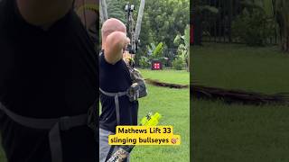 Mathews Lift 33 slinging bullseyes 🎯mathewsarchery archery hunting bowhunting uv arrow uvsl [upl. by Anelak]