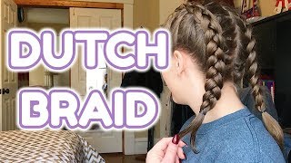 An Easy DUTCH BRAID Tutorial w Grips on SHORT HAIR [upl. by Brigg]