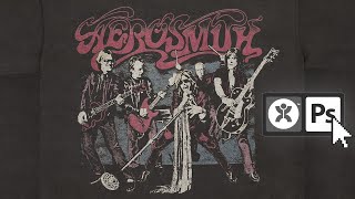 Vintage Aerosmith TShirt Design Walkthrough in Photoshop  VINTONE® [upl. by Ahsatak]