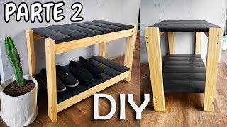 DIY BANCO SAPATEIRA DE MADEIRA estilo PALLET como fazer PARTE 2 [upl. by Rabassa]