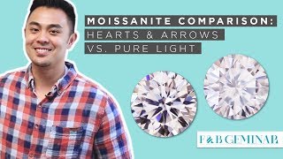 Hearts amp Arrows Moissanite v Pure Light Moissanite [upl. by Lletniuq772]