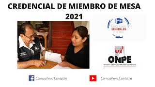 CREDENCIAL DE MIEMBRO DE MESA 2021 [upl. by Tansey]