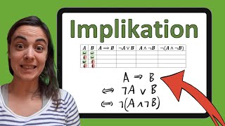 Unimathe Aussagenlogik 3  Wahrheitstafel  Beweis Implikation A ⇒ B ist äquivalent zu [upl. by Navnod366]