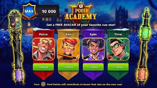 Pool Academy Scoreboard 🤯 Animated Cue And Avatar Pool Pass Level Max Pro 8 ball pool [upl. by Rodrich559]