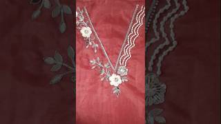 Beautiful V Shave neck design pearl and sequins hand work design shortsvideo [upl. by Eudora]