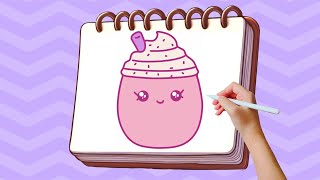 Drawing a CUTE PINK MILKSHAKE  Step by Step Tutorial for Beginners [upl. by Gothard]