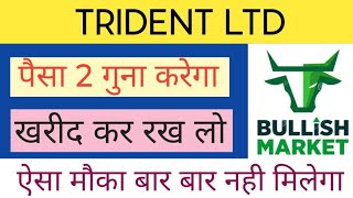 TRIDENT LTD SHARE NEWS  NEXT TARGET  LATEST NEWS  STOCK ANALYSIS tridentsharelatestnewstoday [upl. by Enimzaj]