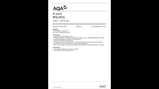 OFFICIAL JUNE 2024 AQA A LEVEL POLITICS 71523 PAPER 3 POLITICAL IDEAS MERGED QUESTION PAPER MARK SCH [upl. by Atinav]