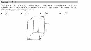 Pole powierzchni całkowitej graniastosłupa prawidłowego czworokątnego w którym wysokość jest 3 razy [upl. by Enimsay617]