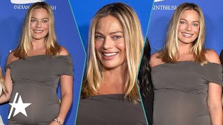 Margot Robbie Debuts Baby Bump on Red Carpet [upl. by Brittney141]