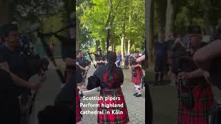 Scottish pipers perform highland cathedral in koln before Scotlands v switzerland [upl. by Norrej]