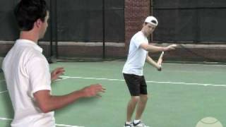 Topspin Tennis Forehand Progressions Step 3 Pivot and Rack [upl. by Brownson]